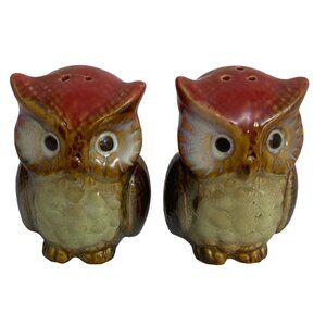 Owls Salt and Pepper Shakers Ceramic